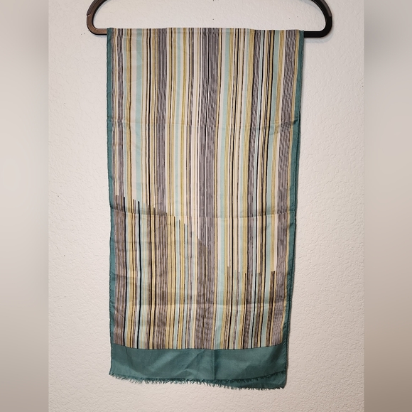 Ted Lapidus Striped Silk Scarf Paris France - Picture 2 of 4